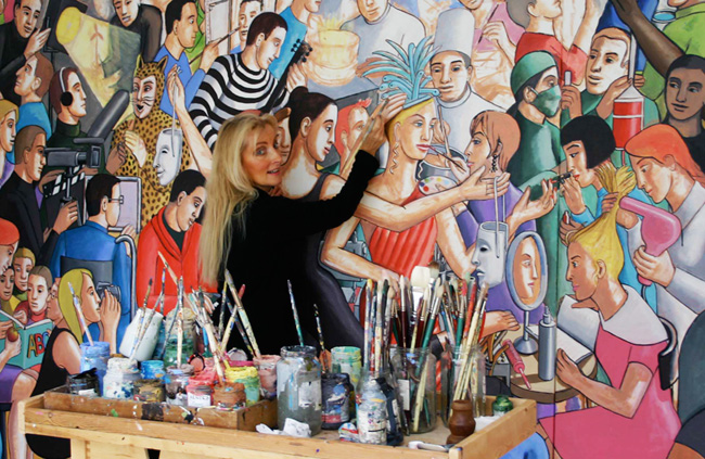 PJ Crook with her artwork