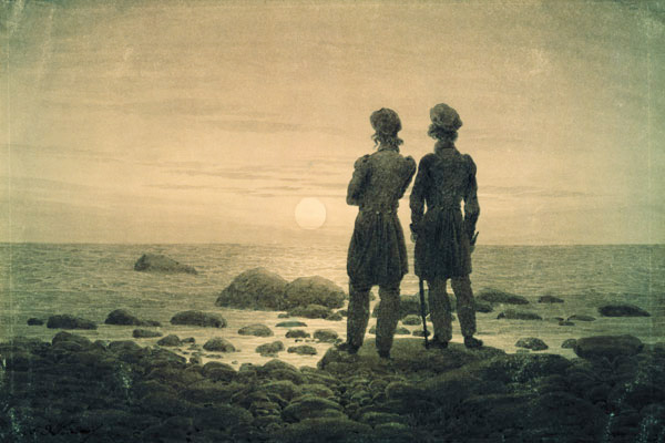 Caspar David Friedrich - Two men at moonrise by the sea
