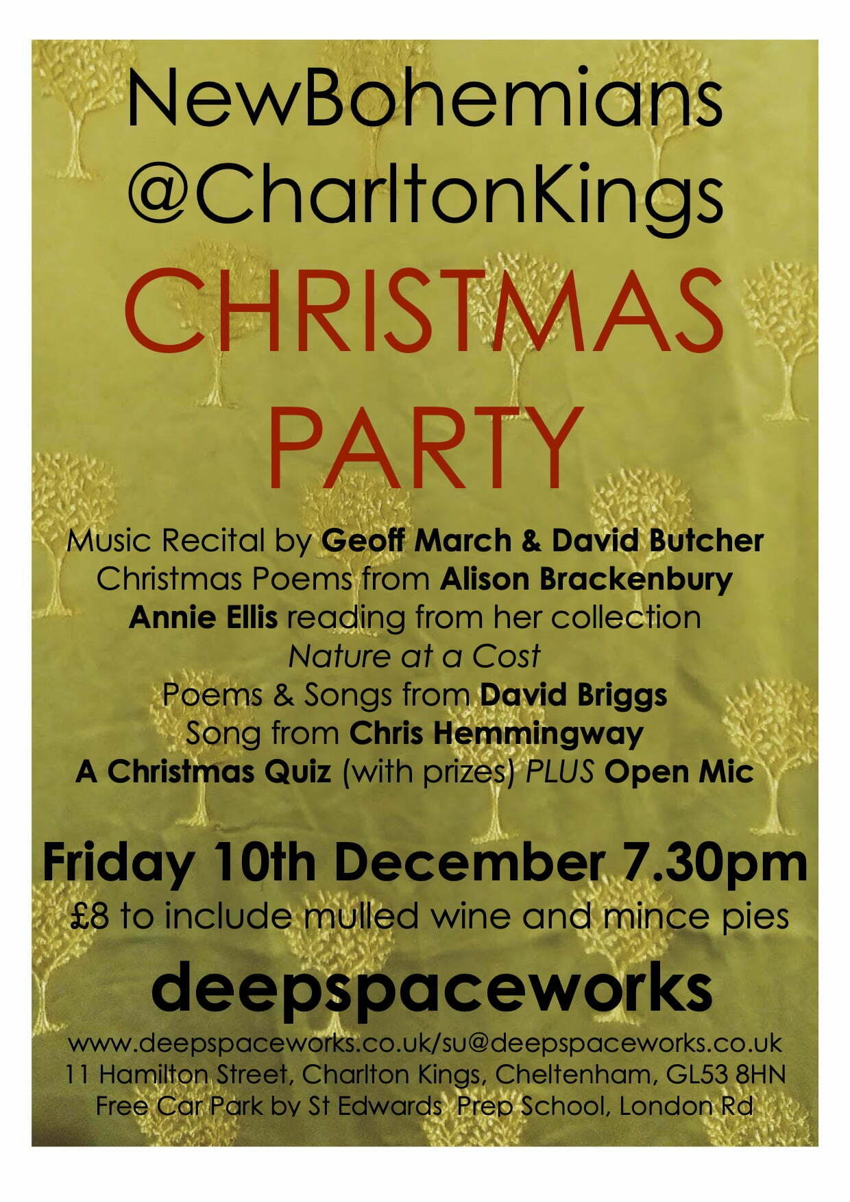 NewBohemians@CharltonKings Christmas Poetry Party at deepspaceworks