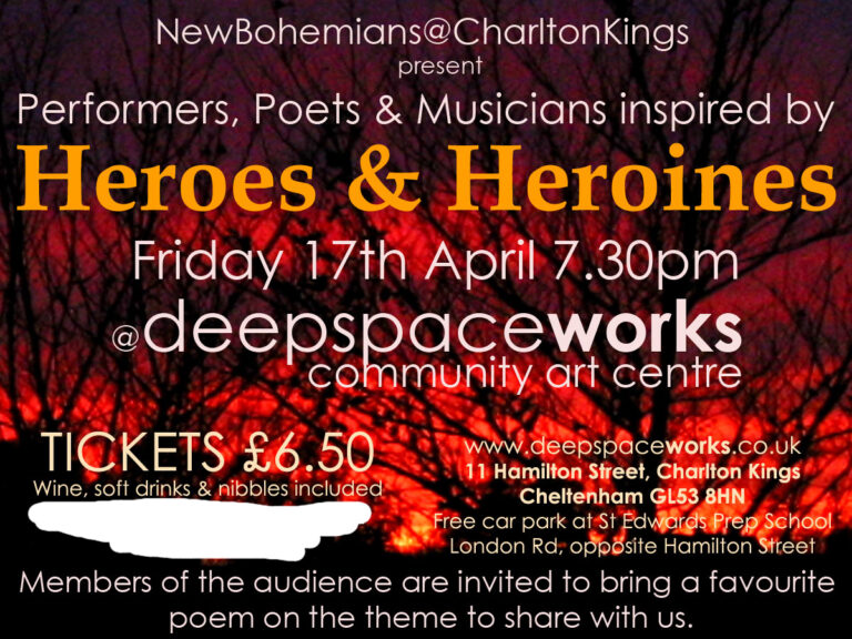 ‘HEROES & HEROINES’: an evening of poetry, prose & music